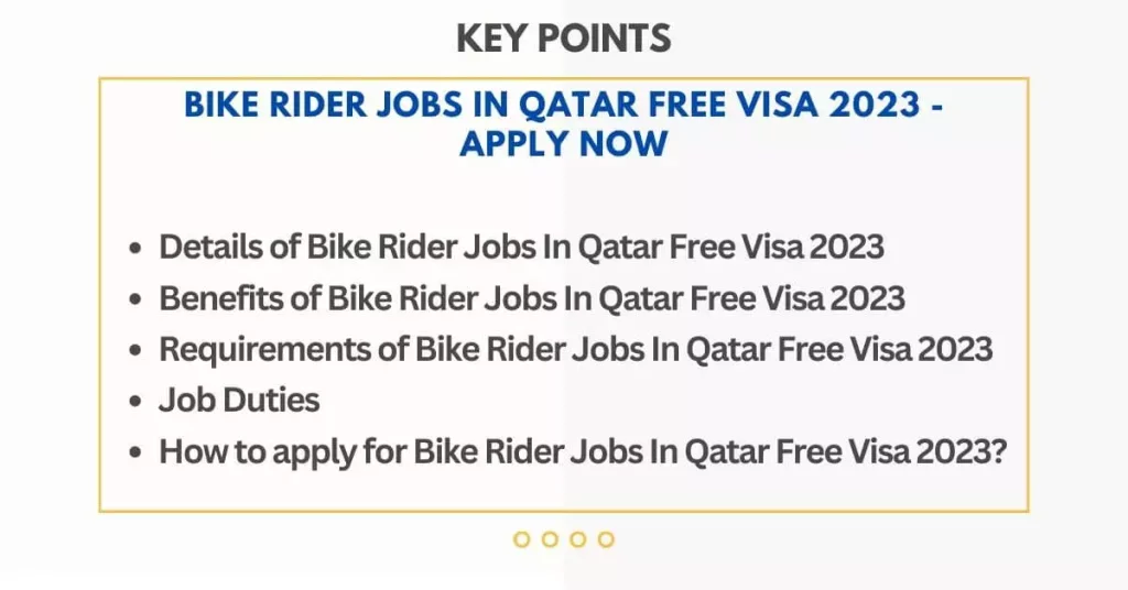 Bike Rider Jobs In Qatar Free Visa 2023