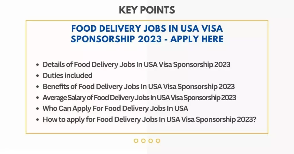 Food Delivery Jobs In USA Visa Sponsorship 2023